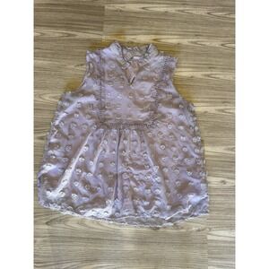 Woman's Pleated Neckline Sleeveless Blouse‎ Large Lilac Purple Flowy!